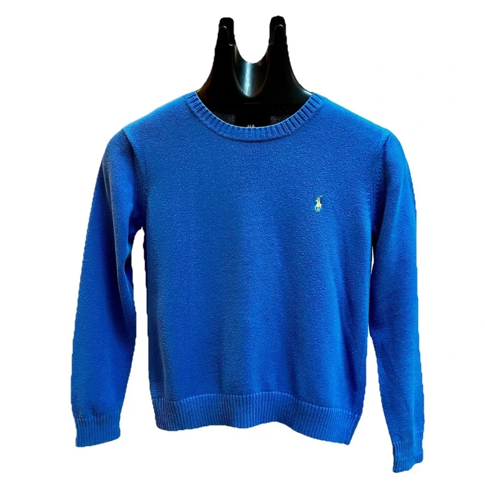 POLO RALPH LAUREN Boy's Cotton Pullover Sweater - Light Royal Blue - Size S